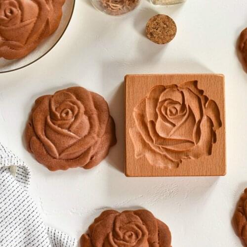 Cake Cookies Pastry Cutter Baking Accessories Carved Wooden Mold Handmade Stamps for DIY Muffin Biscuit Cake Fondant