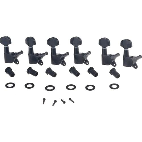 Musiclily Pro 6 in Line Guitar Sealed Tuners Tuning Keys Pegs Machine Heads Set for Fender Stratocaster Telecaster , Black