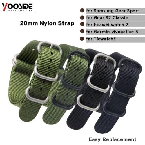 Easy Fit Nylon Band for Samsung Gear Sport/Gear S2 Classic/for huawei watch 2/for Garmin vivoactive 3/Ticwatch 2/E watch band