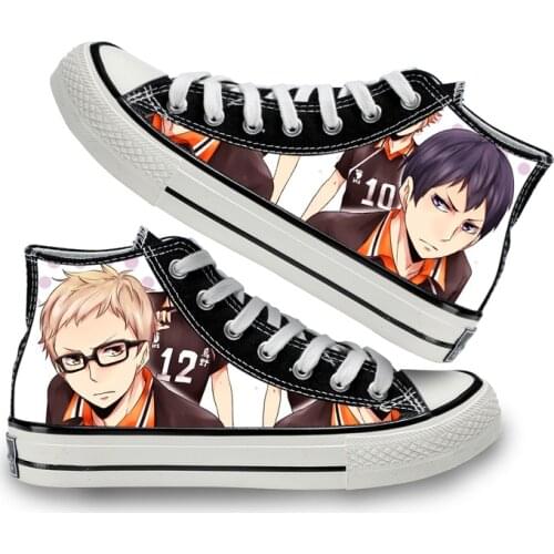 Unisex Anime Cos Haikyuu!! Tobio Kageyama Casual Canvas Shoes Plimsolls Shoyo Hinata Flats shoes Duck Shoes Sneakers