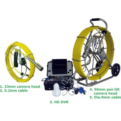 Vicam 50mm pan tilt 100m fibreglass cable sewer pipeline video inspection camera with 23mm camera head and 20m cable