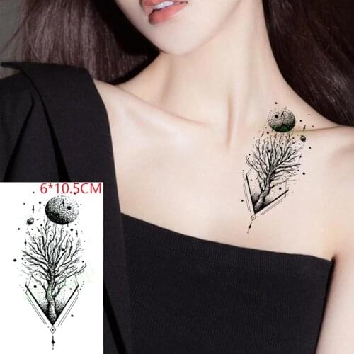 Waterproof Temporary Tattoo Sticker Tree Moon Planet Diamond Sexy Body Art Flash Tatoo Fake Tatto for Women Men