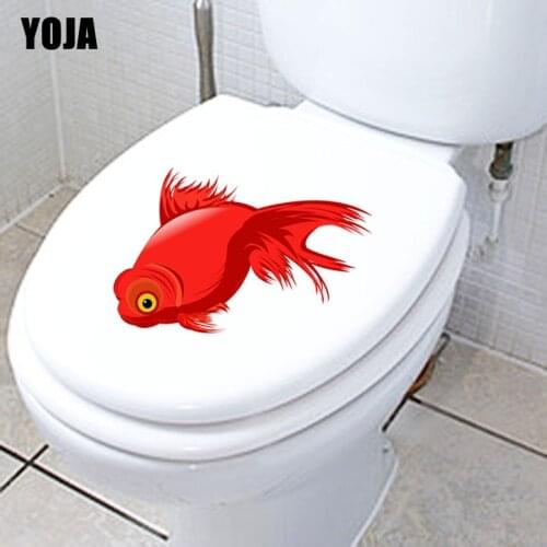 YOJA 22.6X15.6CM Red Goldfish Toilet Decal Living Room Home Decor Wall Sticker Cartoon Animal T3-1080