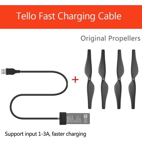 DJI TELLO Battery Charging Cable USB Cable Port Battery Fast Charger Cable and Original Propeller Quick-Release Propellers