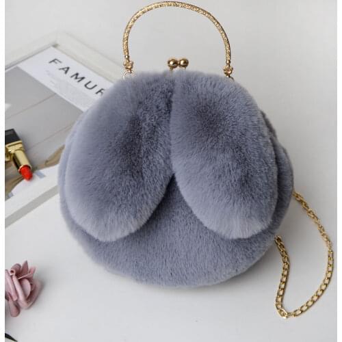 Autumn Winter Womens Plush Shoulder Hairy Bag Heart-shaped Chain Handbags Cross Body Zip Up Tote Plush Purse