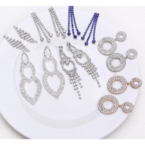 Elegant Bridal Wedding Jewelry Earrings For Women Fashion Charm Rhinestone Crystal Earrings Classic Romantic Accessories