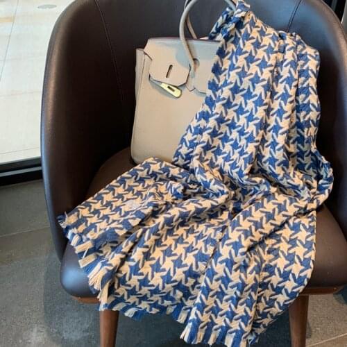 2021 Winter Scarf Women, luxury brand design thick warm scarf houndstooth check color matching plaid scarf autumn Shawls Wraps