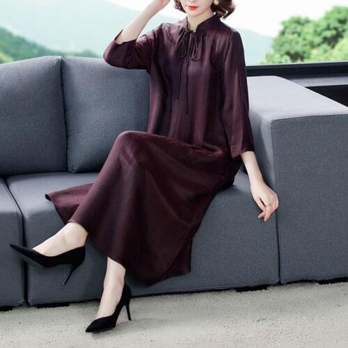 2021 Spring Loose Print 4XL Plus Size Silk Satin Dress Autumn Women Vintage Elegant Casual Midi Dress New Bodycon Party Vestidos