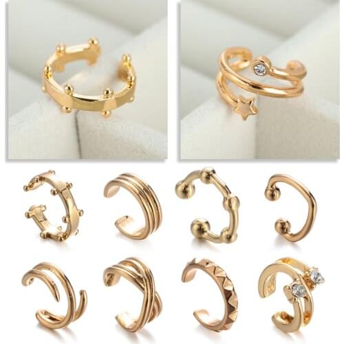 1Pcs Elegant Golden Ear Clips Cartilage Punk C Shape Cross Clip On Earrings Circle Ear Cuff Non Pierced Ear Wrap Earcuff Pliers