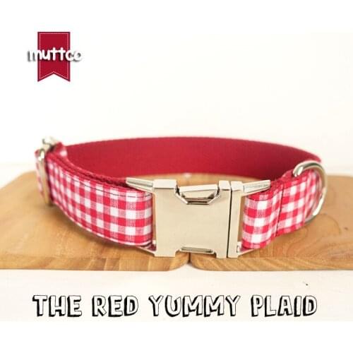 10pcs/lot MUTTCO wholesale characteristic high quality dog collar THE RED YUMMY PLAID creative stout dog collars 5 sizes UDC047