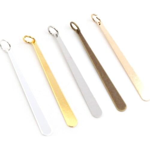 20pc/lot 38x4mm 4 colors Long Flat Drop Strip with jump rings for Earrings findings necklace pendant charms jewelry making