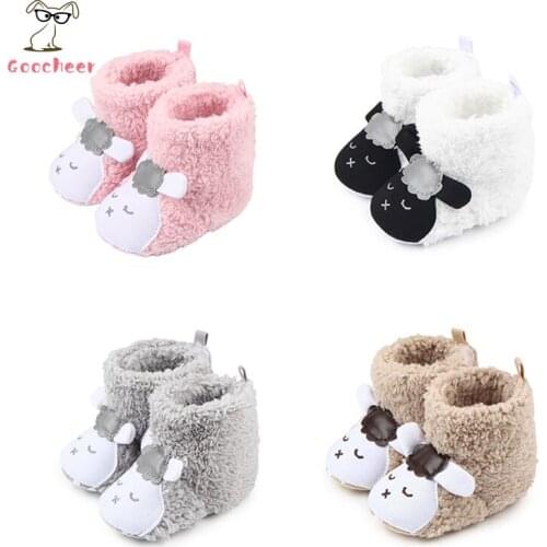 2020 Baby Winter Warm Booties Cute Cartoon Animal Style Patchwork Fleece Snow Boots Non Slip Toddler First Walkers Gift