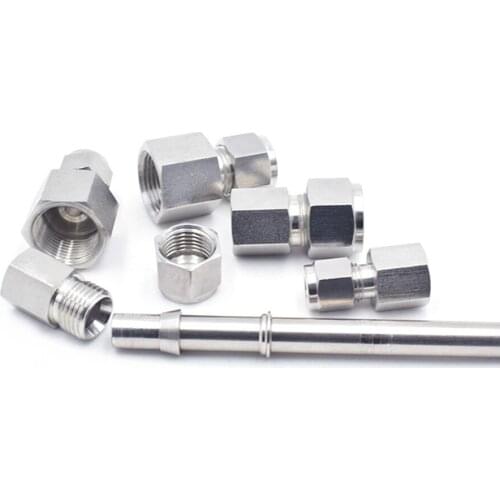 304 SS Stainless Steel Pipe Connector 6-12mm Pipe OD to 1/8" 1/4" 3/8" 1/2" Female Thread Double Ferrule Tube Fittings