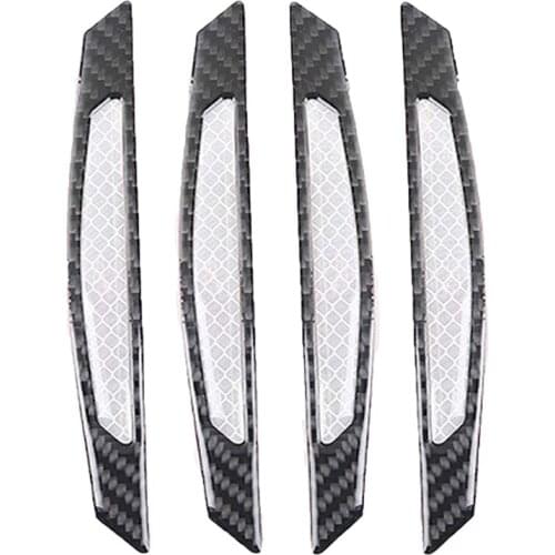 4Pcs Super Reflective Stickers Carbon Fiber Strips Car Side Door Edge Bumper Anti-Scratch Protection Guards Trim Stickers Univer