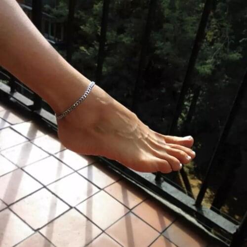 5/8mm Width Stainless Steel Anklet Gold Black Silver Plated Women Cuban Foot Chain Girl Beach Jewelry Wholesale Dropshipping