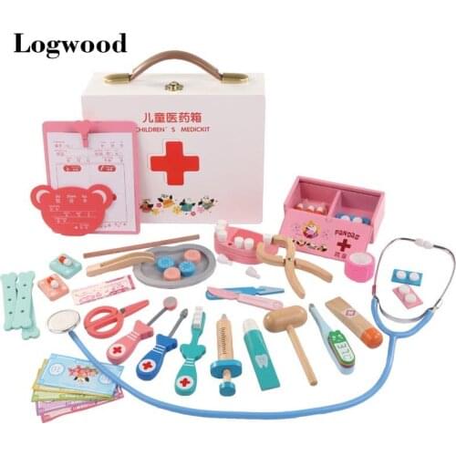 Wooden Educational doctor suit toys simulation simulation hospital injection tools boys and girls role playing toys