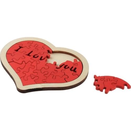 Wooden Love Heart Shape Jigsaw Puzzles Building Blocks Educational Kids Toy Toddler Early Education Cognition DIY Toys