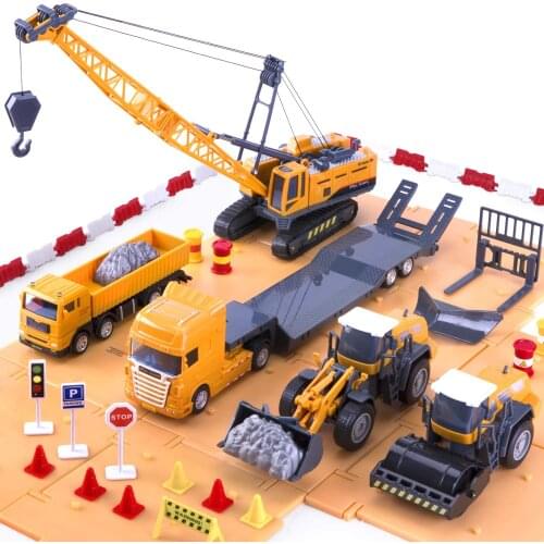 Kids Construction Toys Truck Set Boys Engineering Vehicle Crane Transport Trailer Birthday Gift for 3 4 5 6 Years Old Toddlers