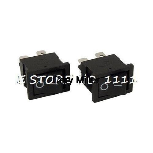DPST On-Off 2 Position Mini Rocker Switch Black Button 6A/250V 10A/125V AC
