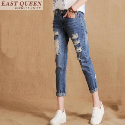 Womens jeans with side pocket jeans boyfriend women pants cowboy fashion broken hole denim new feeling clothing jeans FF686 A