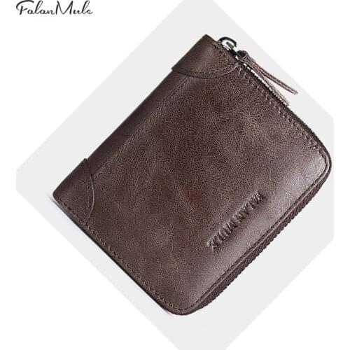 Genuine Leather Men Wallet Short Purse FALAN MULE Brand New Vintage Mens Small Purses Male Mini Wallets For Coin/Card/Money
