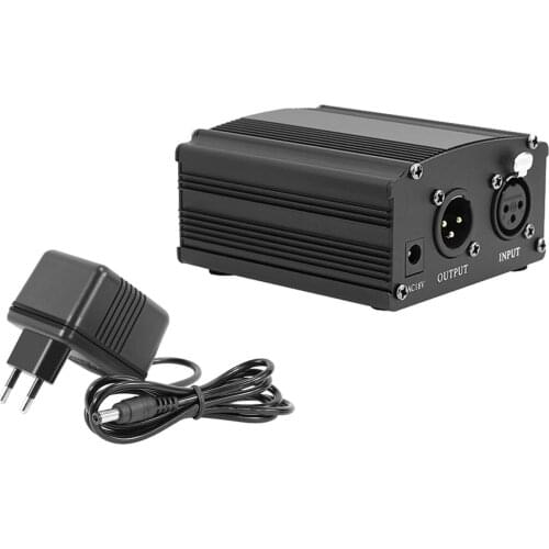 48V Phantom Power Supply with Charging Cable for Microphone Music Recording