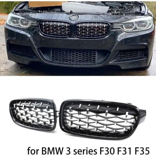 Gloss Black Chrome Diamond Car Front Kidney Grille Grill for BMW 3 series F30 F31 F35 2011-19