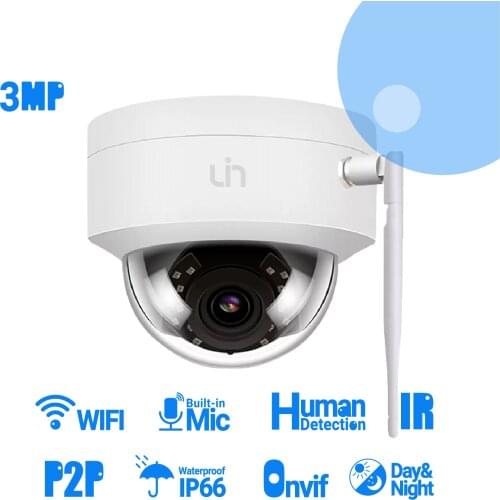 UIN 2MP WiFi IR Security CCTV Lens 2.6mm Indoor/Outdoor Built-in Microphone Onvif 20m IP66 Wireless Camera Support NVR connect
