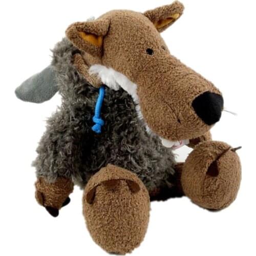 25-50cm Cartoon Classic Cashmere Wolf Plush Toy Doll Sheep Skin Germany Big Gray Wolf Toys For Kids Birthday Gift Xmas New Year