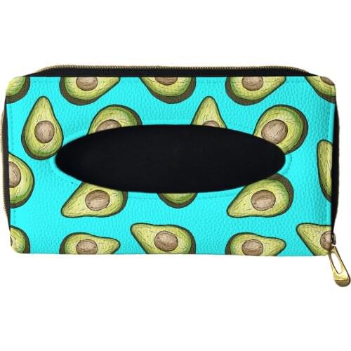 Avocado Pattern PU Leather Car Tissue Box Car Sun Visor Tissue Box Holder Hanging Auto Interior Storage Decoration Accessories