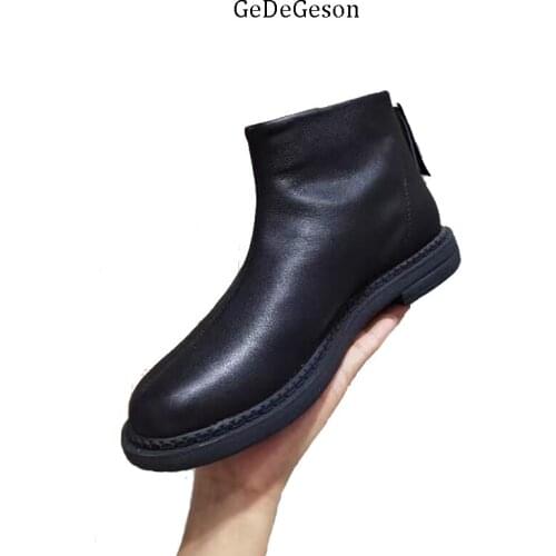 Short Women Boots ANKLE Calf Leather Soft and Comfortable Classical Luxury Pig Skin Lining Zipper