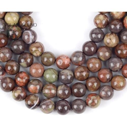 Natural Flower Agates Stone Round Loose Beads For Jewelry Making 4-12mm Spacer Beads Fit Diy Bracelet Necklace Accessory 15