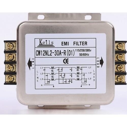 Power EMI Filter CW12B-40A/30A/20A/10A-R Three-phase Three-wire 380V Terminal Block Power Purifier