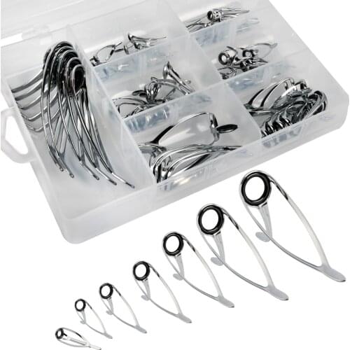 Fishing Rod Guides Tip Set Repair Kit DIY Eye Rings Stainless Steel Frames Tips Top Fishing Rod Guide Repair Kit