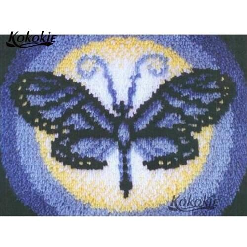 Diy tapijt cross stitch embroidery needlework sets latch hook kits rug vloerklee butterfly cartoon cushion Crocheting