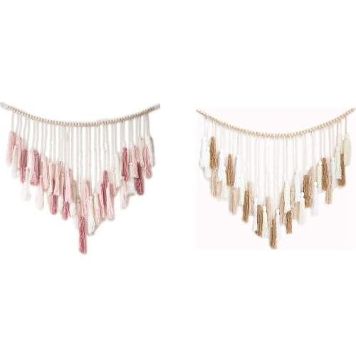 Macrame Wall Hanging-Large Macrame Wall Hanging with Wood Beads-Bohemian Wall Decor for Bedroom and Living Room