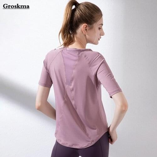 New arrival women mesh yoga t shirt short sleeve quick dry yoga tops clothing fitness gym running sportswear tshirt femme