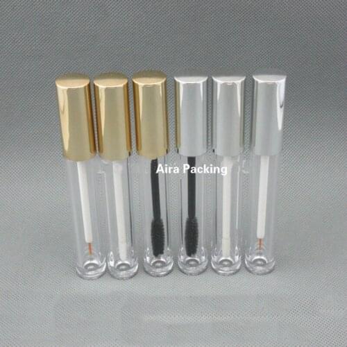 6ML 30pcs Clear Plastic Lip Gloss Tube n Gold Cap Empty Round Professional Mascara Container Eyeliner Tube Makeup Tool