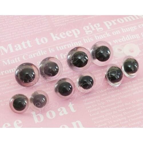 22mm/24mm/26mm/28mm/30mm plastic clear crystal safety toy eyes with white washer--50pcs/lot