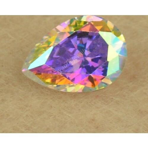 Sale 2X3~13X18mm Plating AB Color Rainbow Synthetic Cubic Zirconia Gems Loose Pear Shape Drop Cut CZ Zircon Stone For Jewelry