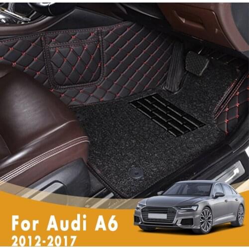 RHD Luxury Double Layer Wire Loop Carpets Car Floor Mats For Audi A6 2017 2016 2015 2014 2013 2012 Accessories Full Surround