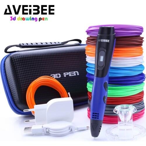 Blue 3D Printing Pen With PLA Plastic Refill 3 D Printer Drawing Pens DIY Perfect Gift 3d handle set for Kids & Adults