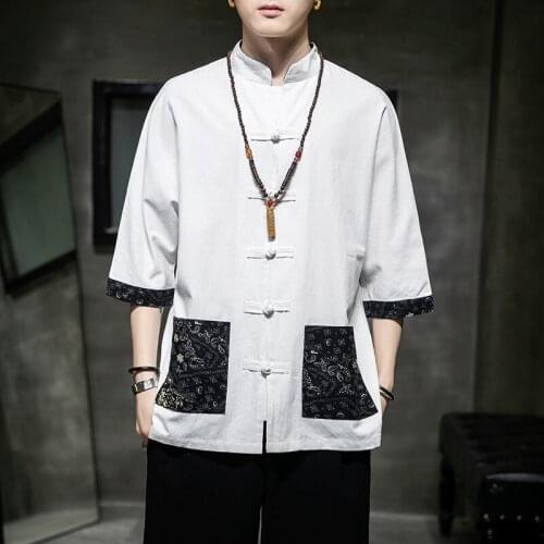 Traditional Chinese Clothing For Men Asian Clothes Tang Suit Cotton Linen Chinese Shirt MenS Tunic Kung Fu Asian Clothes KK3507