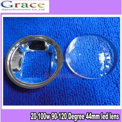 90-120Degree 44mm Convex Optical Glass Led Lens +Led Lens Reflector for High power 20w 30w 50w 100w LED