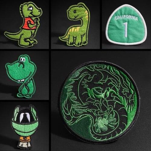 High quality Green series patches Denim coat T-shirt Personality Badge dinosaur animals ironing on clothes Clothing accessories