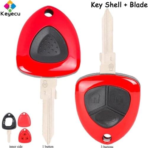 KEYECU Replacement Remote Car Key Shell - 1/ 3 Buttons & Uncut Blade - FOB for Ferrari F430 2005 2006 2007 2008 2009 - Key Shell