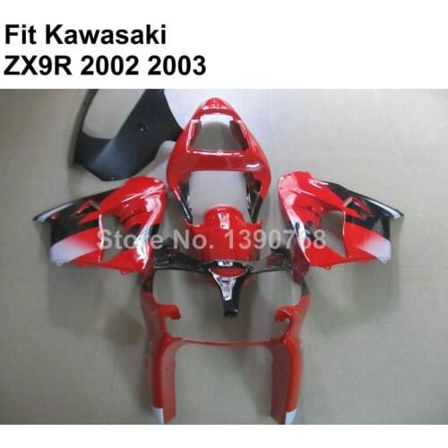 Aftermarket body parts fairing for Kawasaki Ninja ZX9R 2002 2003 red black fairings kit zx9r 02 03 KO08