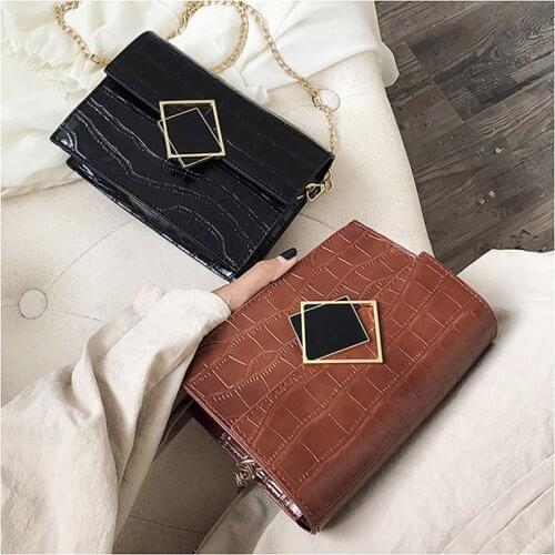 Aosbos Crocodile Pattern PU Leather Flap Shoulder Bags for Women Handbags Designer Crossbody Bags Ladies Chain Messenger Bag