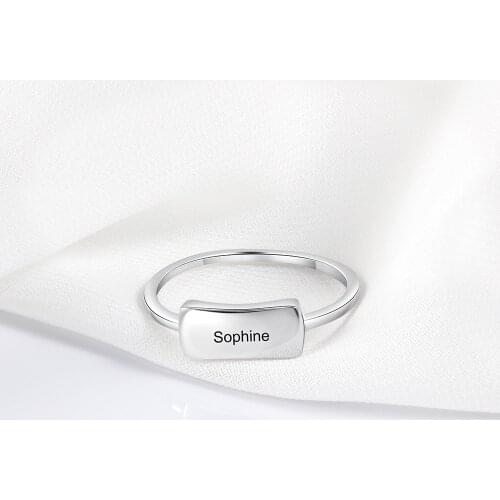 Personalized Custom Name Signet Rings 925 Sterling Silver Engraved Finger Ring Jewelry For Women BBF Anniversary Gift