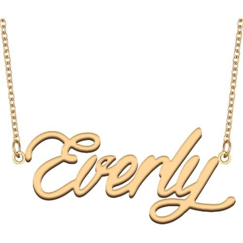 Everly Name Necklace for Women Stainless Steel Jewelry 18k Gold Plated Nameplate Pendant Femme Mother Girlfriend Gift